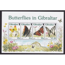 GIBRALTA 1997 FLORES MARIPOSAS HOJA BLOQUE ESPECIAL DE ESTAMPILLAS NUEVAS MINT